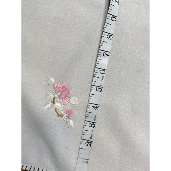 Vtg Handmade Embroidered Needlepoint Small Tablecloth Floral Ribbons Pink Blue 3 - Picture 7 of 12